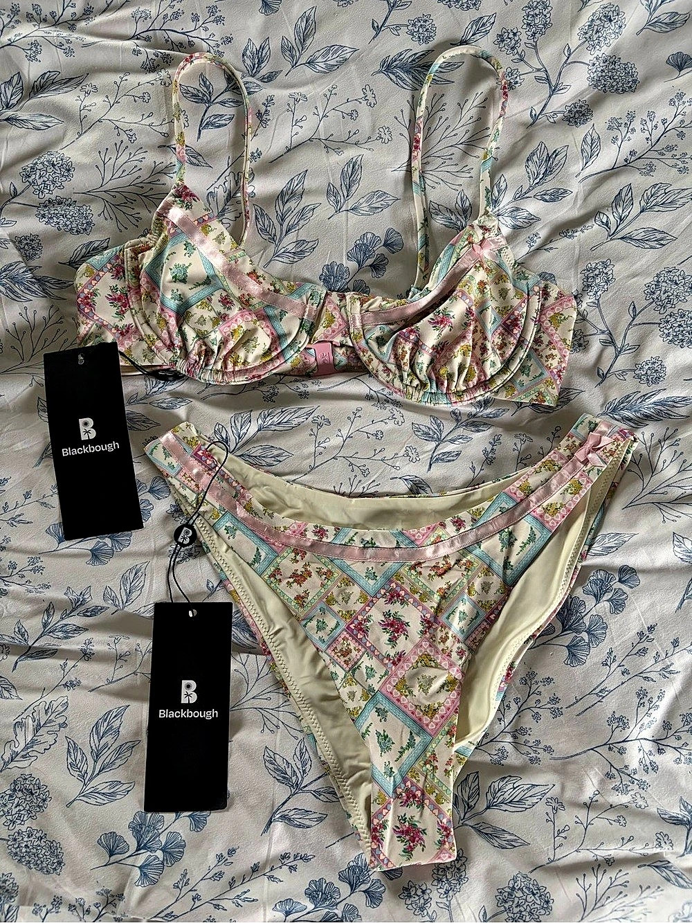 Blackbough Floral Bikini Set in Pink & Blue Size Small NWT